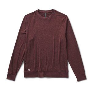 Vuori Ponto Performance Crew Pullover in Oxblood Heather, New with tags